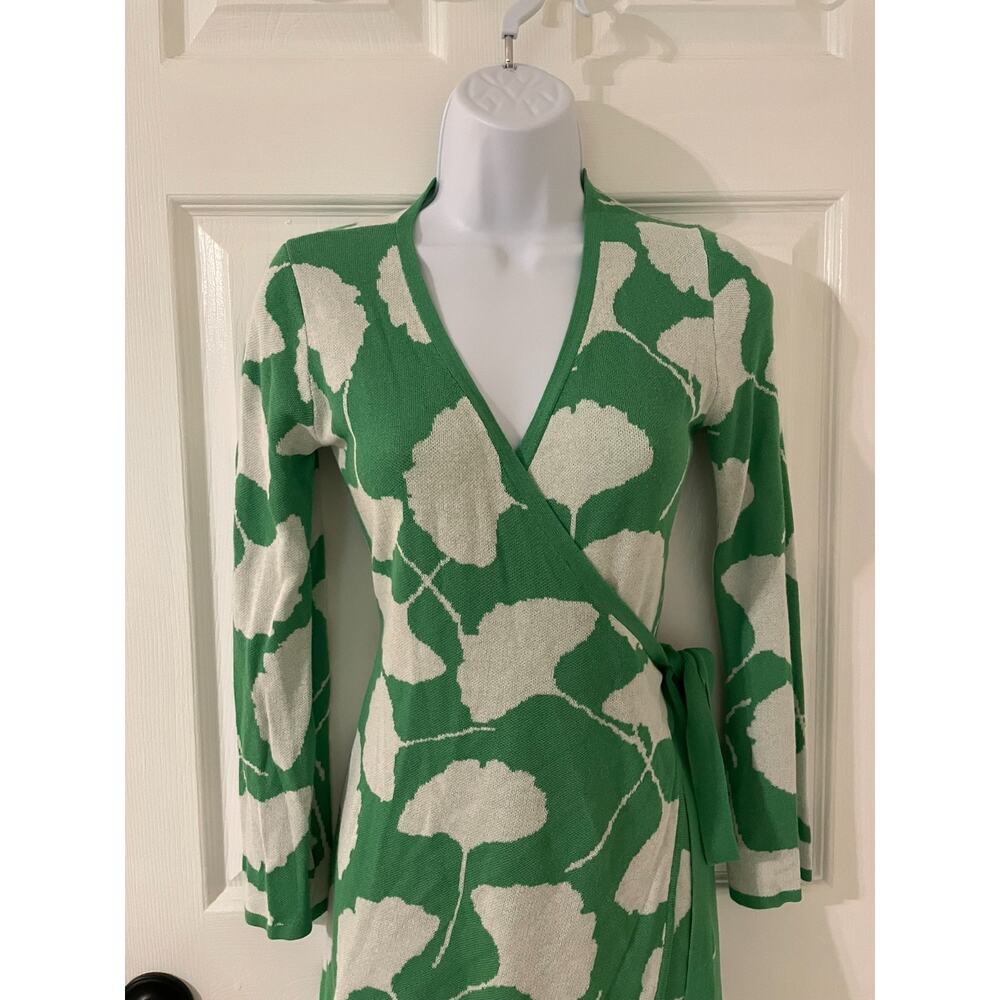 Diane Von Furstenberg DVF Target Womens XXS Ginkgo Kelly Green Wrap Dress Tunic - Picture 3 of 8